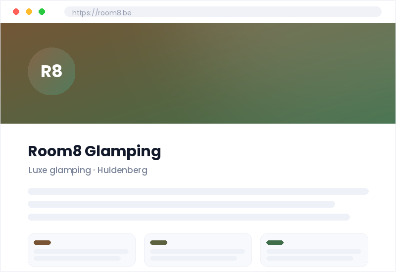 Website Room8 Glamping in Huldenberg